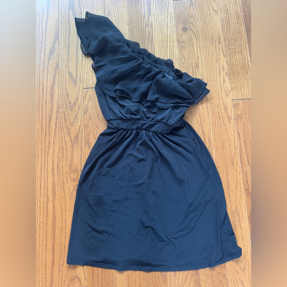 WHITE HOUSE BLACK MARKET- Elegant Black One-Shoulder Dress (Size 0) - Picture 1 of 2